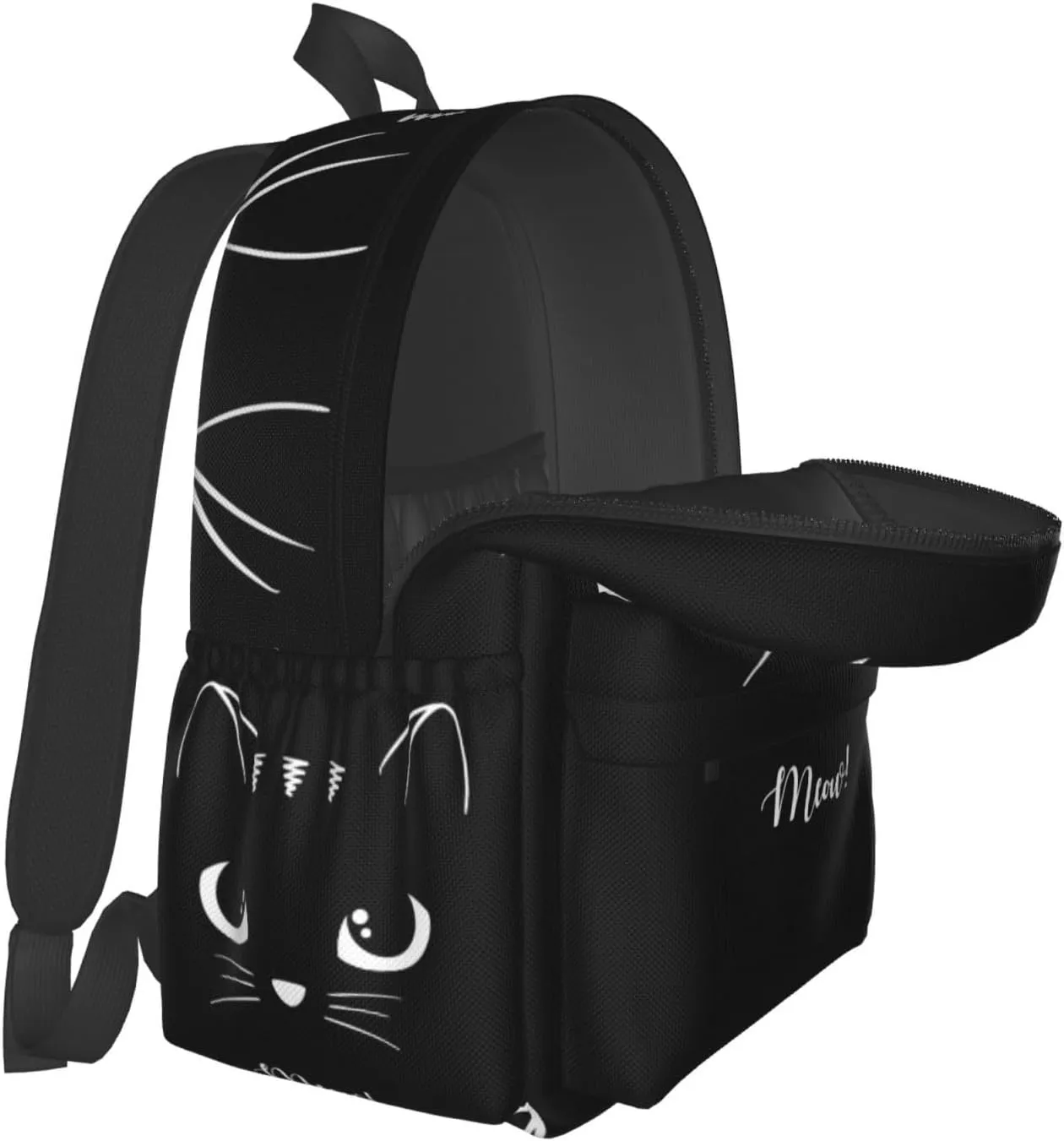Black Cat Multipurpose School Bag Bookbag for Teenage Boys Girls Daily Backpack