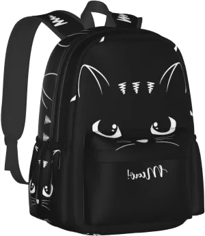 Black Cat Multipurpose School Bag Bookbag for Teenage Boys Girls Daily Backpack