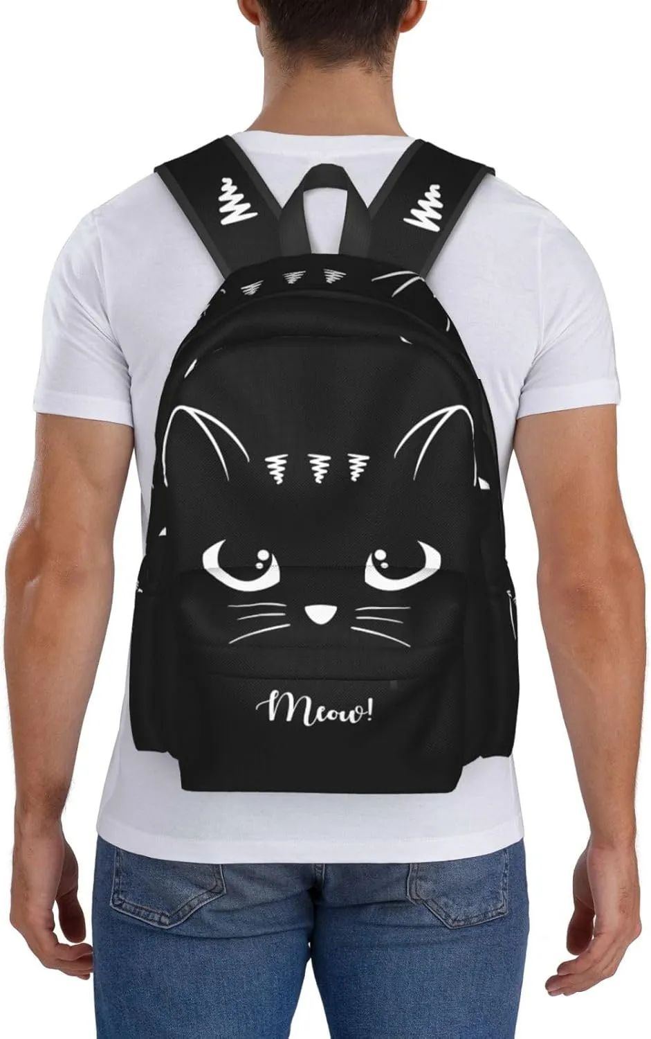 Black Cat Multipurpose School Bag Bookbag for Teenage Boys Girls Daily Backpack