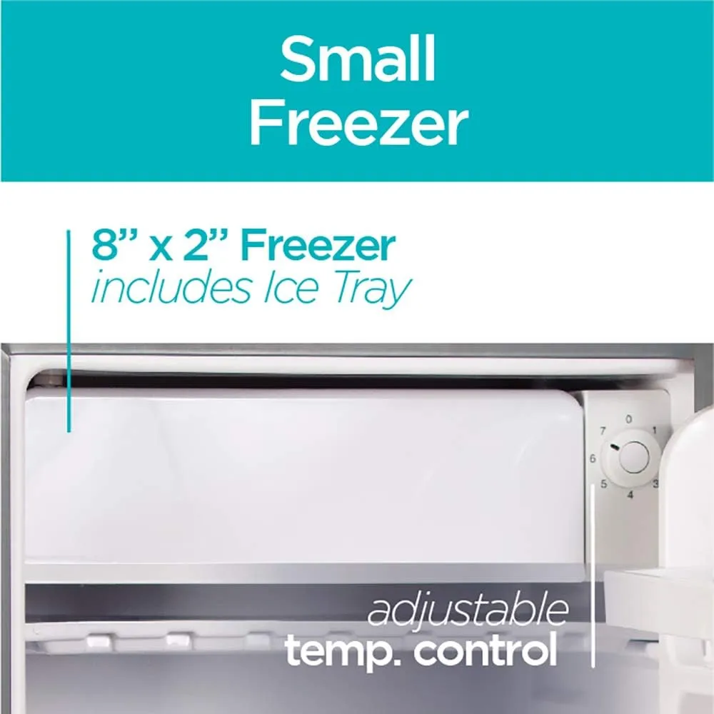BLACK DECKER 2.5 Cu. Ft. Compact Refrigerator, ENERGY STAR Certified Small Refrigerator, Single Door Mini Fridge with Freezer, Personal Fridge for Home/Dorm Room, R600a Refrigerant, VCM Stainless Look