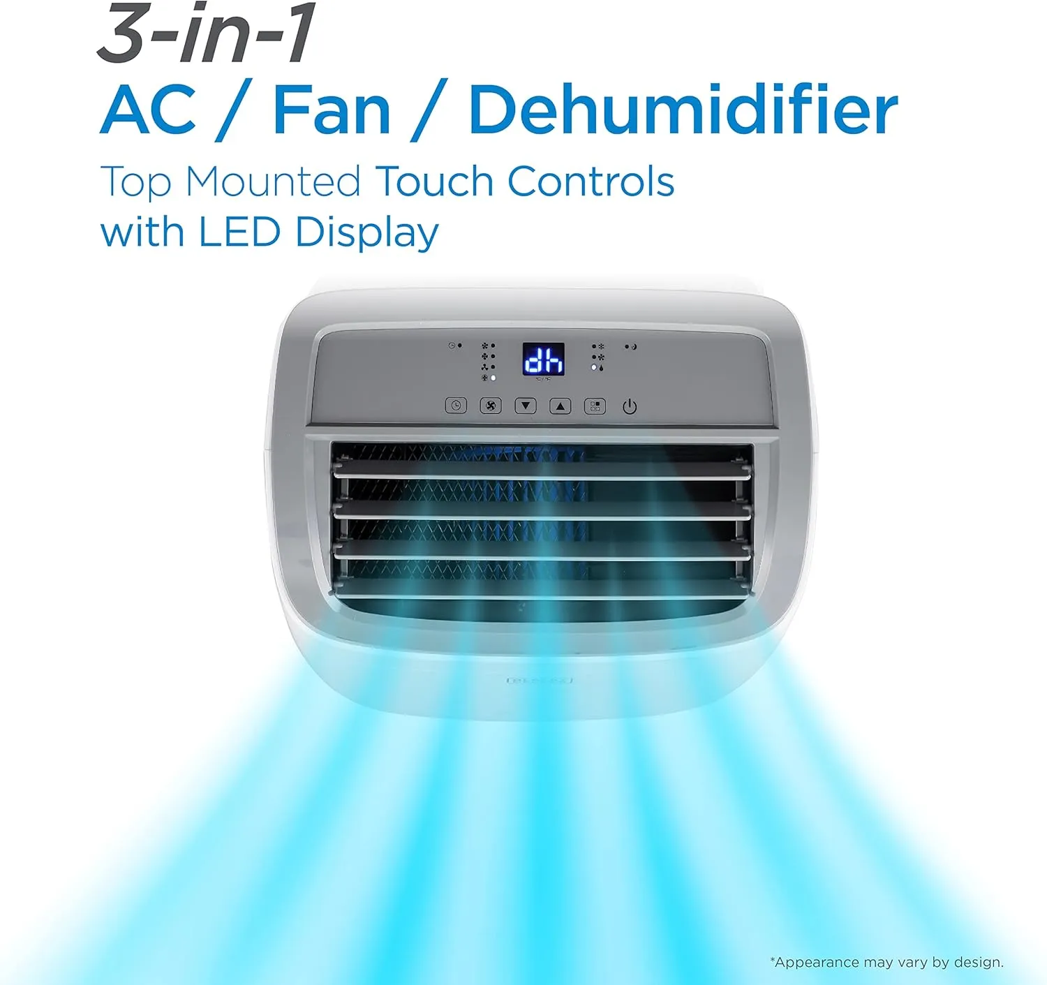 BLACK DECKER 8,000 BTU Portable Air Conditioner for Rooms up to 350 Sq. with Remote Control, White