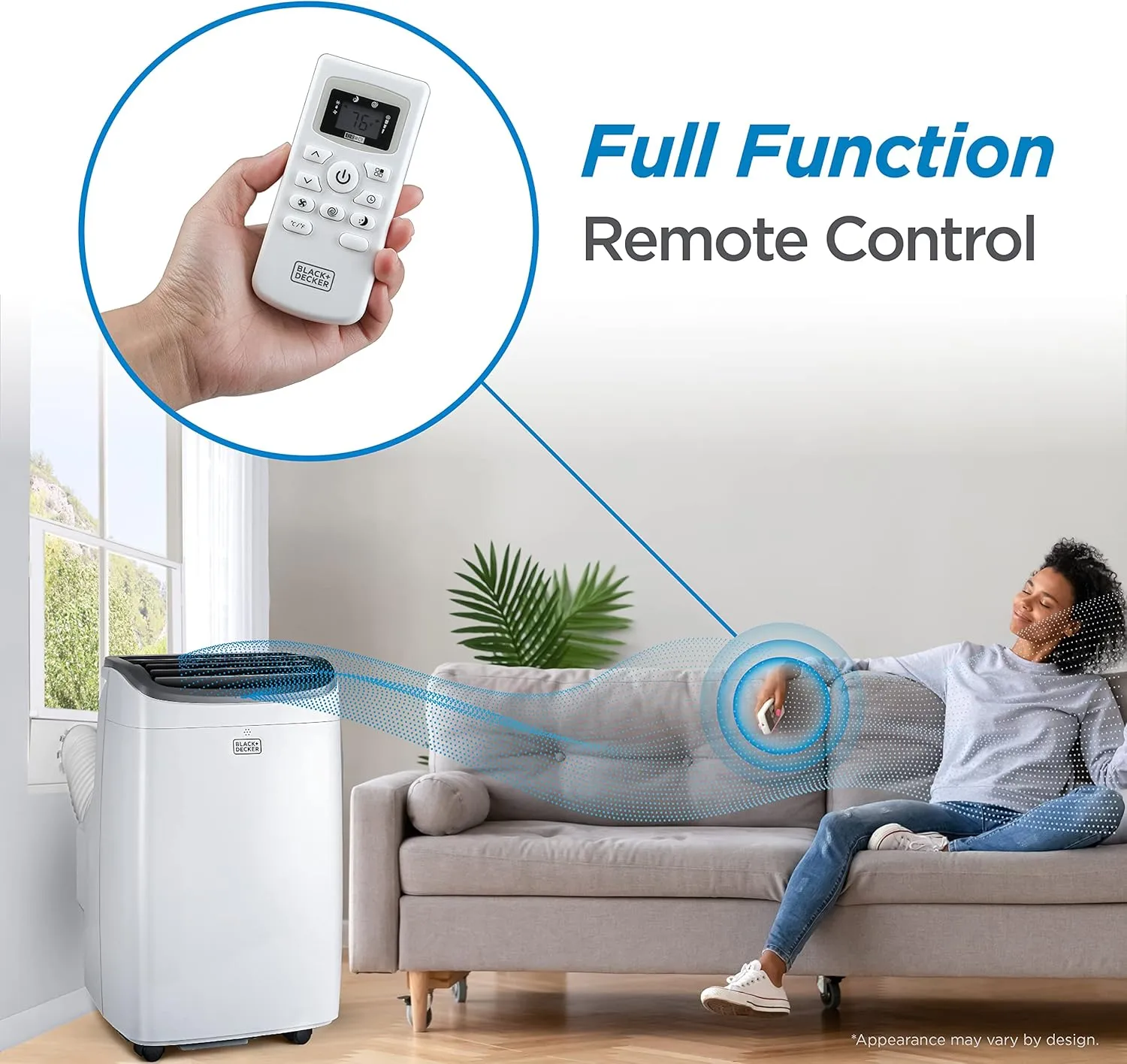 BLACK DECKER 8,000 BTU Portable Air Conditioner for Rooms up to 350 Sq. with Remote Control, White