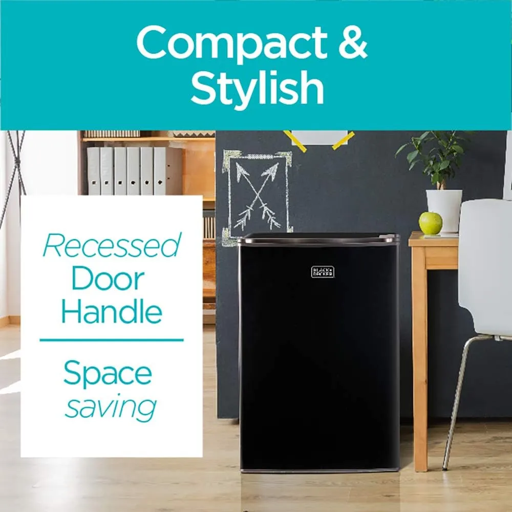 BLACK DECKER BCRK25B Compact Refrigerator Energy Star Single Door Mini Fridge with Freezer, 2.5 Cubic Feet, Black