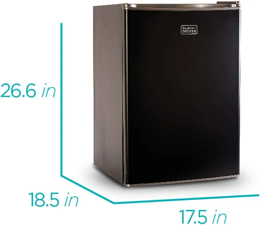 BLACK DECKER BCRK25B Compact Refrigerator Energy Star Single Door Mini Fridge with Freezer, 2.5 Cubic Feet, Black