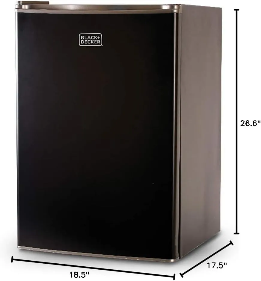 BLACK DECKER BCRK25B Compact Refrigerator Energy Star Single Door Mini Fridge with Freezer, 2.5 Cubic Feet, Black
