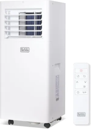 BLACK DECKER Portable Air Conditioner, 5,100 BTU SACC/CEC (8,500 BTU ASHRAE 128) for Rooms Up To 350 Sq. Ft., Portable AC with Full Function Remote Control & Window Kit, BPACT05SM, White