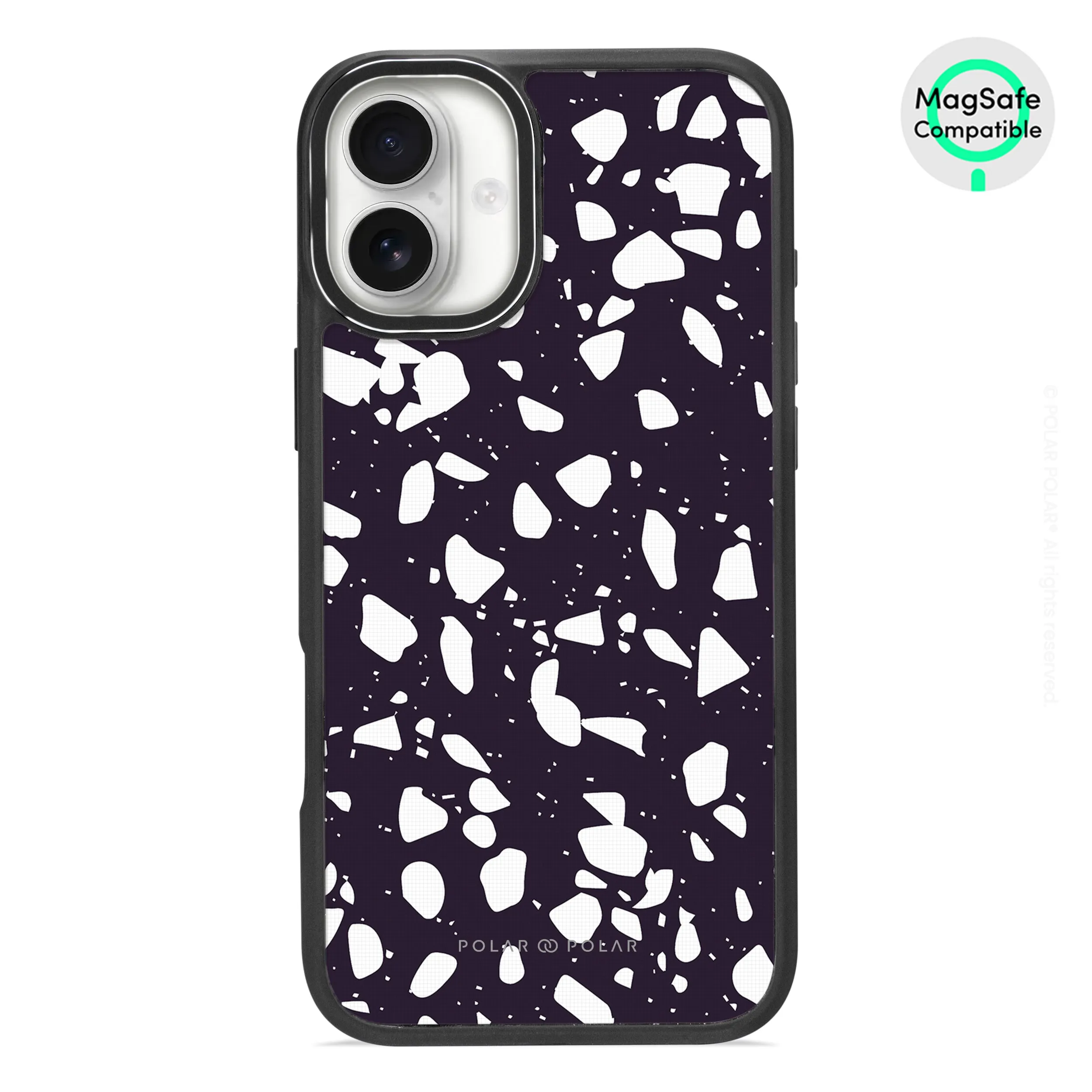 Black Rocky Road Terrazzo - iPhone 16 Plus Frosted Black Bumper MagSafe Case