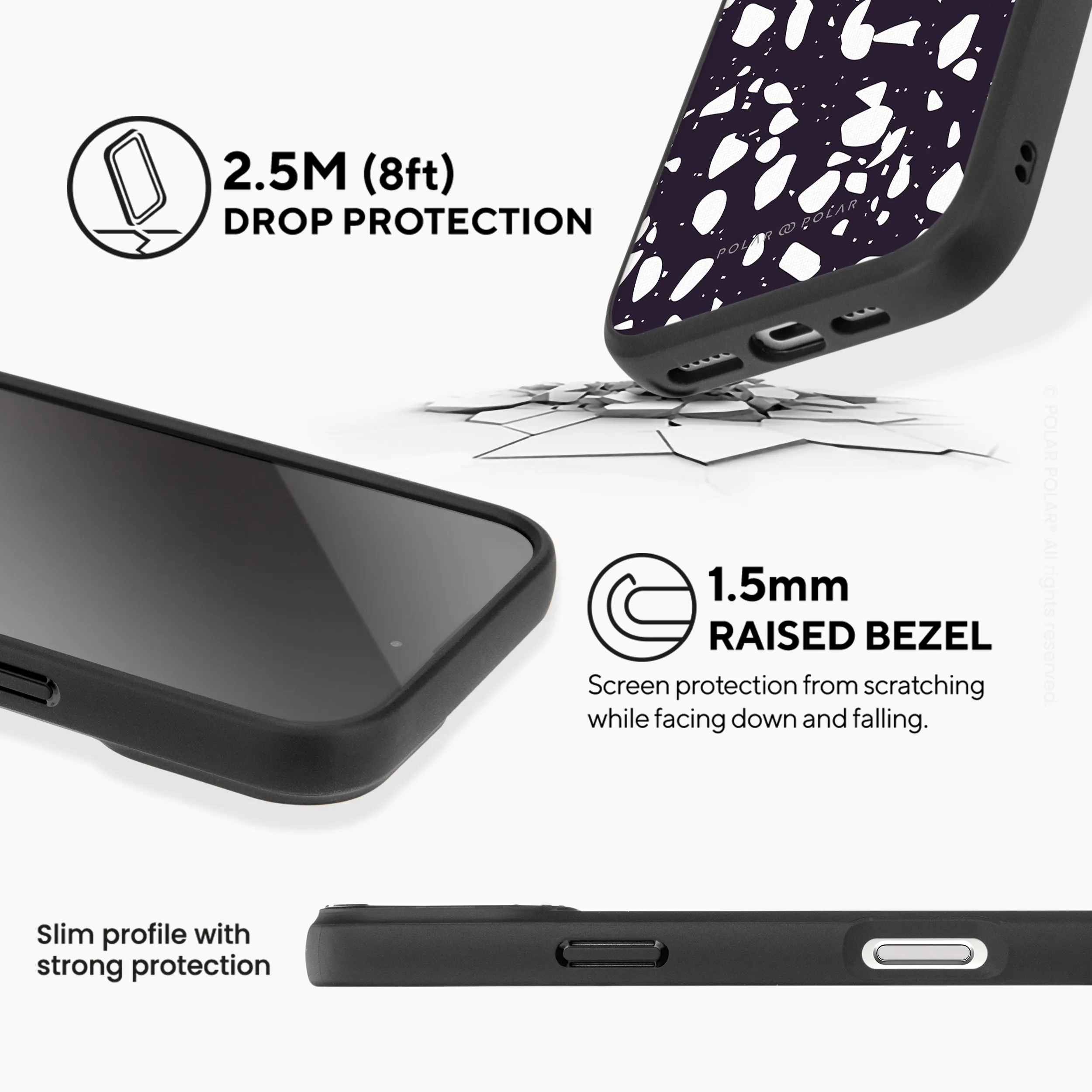 Black Rocky Road Terrazzo - iPhone 16 Plus Frosted Black Bumper MagSafe Case