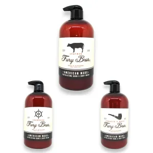 Black Series Exfoliating Hand & Body Wash Manly 3-Pack | Leather Seaboard Tobacco & Musk | Natural Ingredients | Volcanic Pumice | Moisturizing Aloe Vera | Made in USA | 16 oz