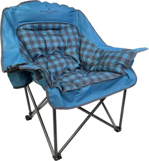 Black Sierra Plush Camping Chair for Sports & Outdoors, Oversize XL Outdoor Folding Chair Supports 400 lbs, Heavy Duty Lounge w/Cup Holders & Carry Bag Perfect for Tailgating, Patio
