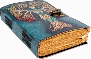 Blank Spell Book Of Shadows Journal With Lock Clasp Prop Vintage Handmade Leather Diary Embossed Prayer Pagan Antique Witchcraft Supplies Wiccan Notebook Daily Witch Gifts Mystic Greek Mythology Goddess (8x6)
