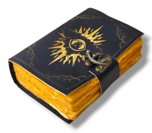 Blank Spell Book of Shadows Leather Journal With Lock Clasp Gothic Decor Prop Vintage Handmade Leather Diary Printed Magic Eye Pagan Antique Witchcraft Wiccan Notebook hocus pocus halloween decorations Unknown Binding