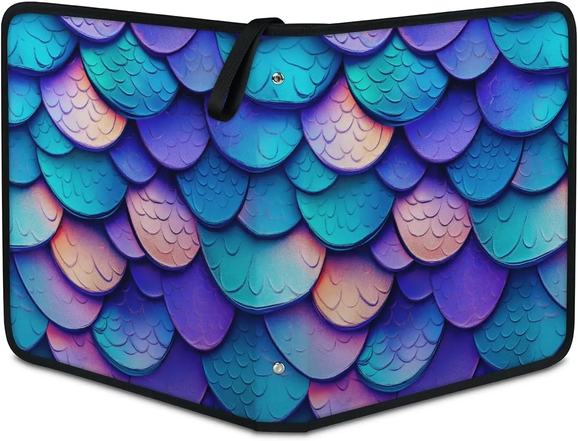 Blue Mermaid Scales Trading Card Binder 9 Pocket 900 Cards Holder Collector Album with 50 Removable Sleeves Toys Gifts for Boys Girls Purple Fish Scales Game Sports Cards
