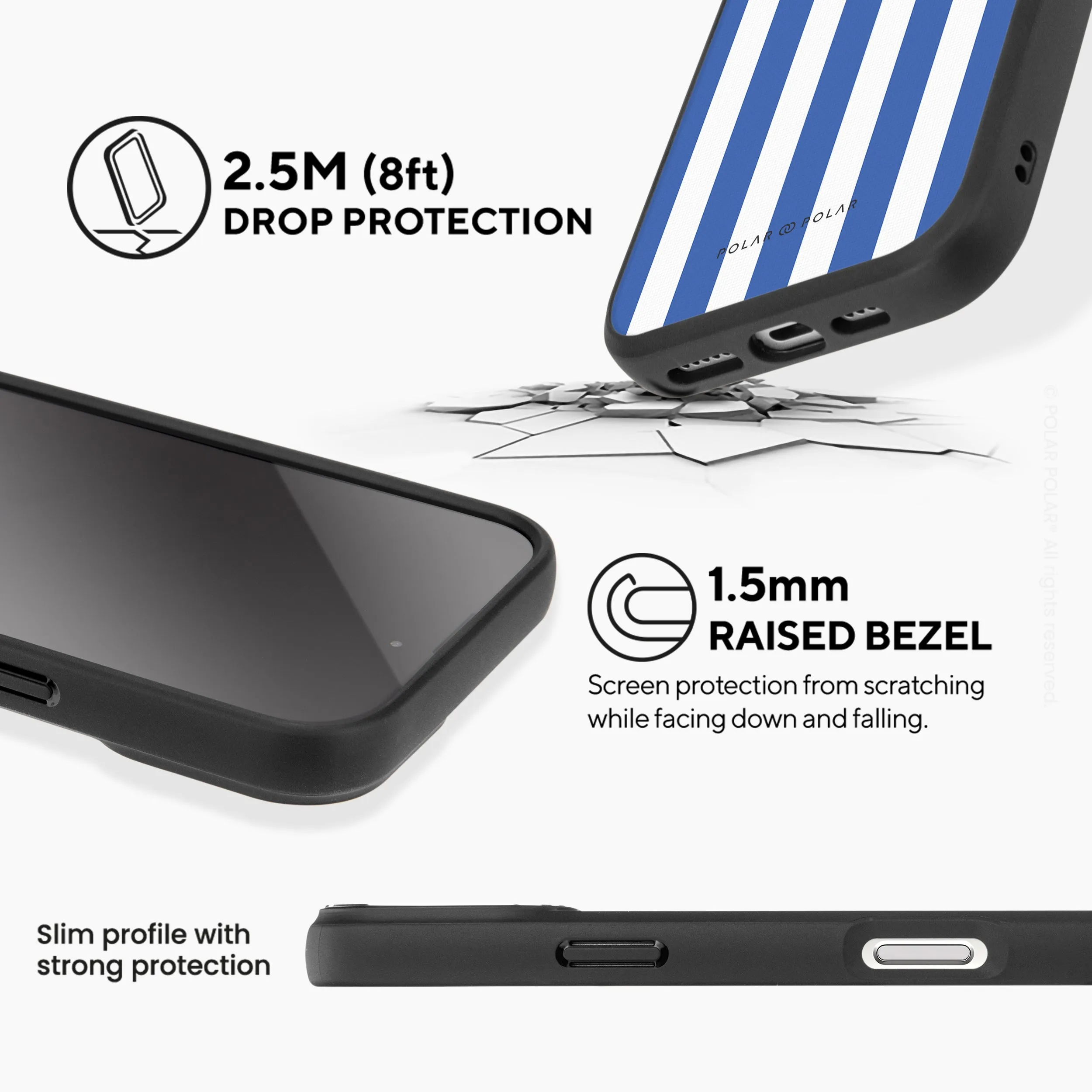 Blue Stripe - iPhone 16 Frosted Black Bumper MagSafe Case
