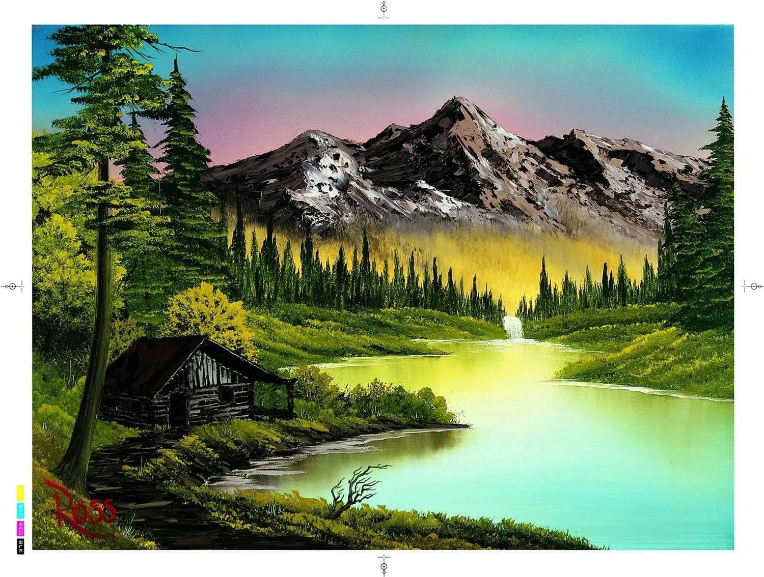 Bob Ross Mountain Retreat Nature Puzzle Board for Adults and Kids | Forest Lake Jigsaw Puzzle 1000 Pieces | Interactive Brain Teaser for Family Game Night | 28 x 20 Inches