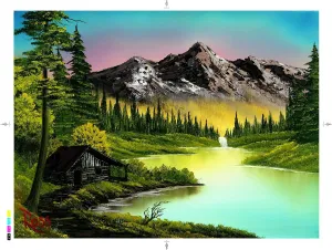 Bob Ross Mountain Retreat Nature Puzzle Board for Adults and Kids | Forest Lake Jigsaw Puzzle 1000 Pieces | Interactive Brain Teaser for Family Game Night | 28 x 20 Inches