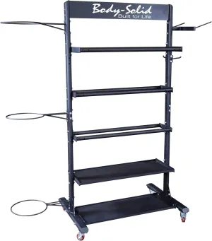 Body-Solid (GAR250) Compact Accessory Vertical Stand Rack for Organizing Medicine Balls, Slam Balls, Stability Balls, Kettlebells, Dumbbells, Jump Ropes, Foam Rollers, Yoga Mats and more