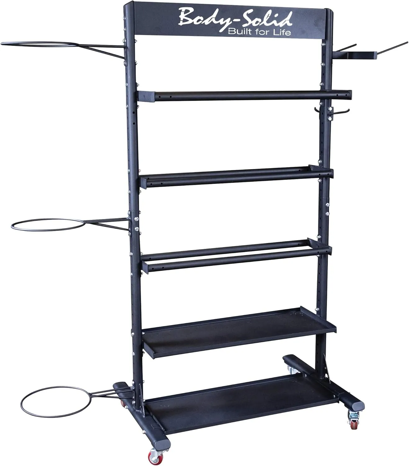 Body-Solid (GAR250) Compact Accessory Vertical Stand Rack for Organizing Medicine Balls, Slam Balls, Stability Balls, Kettlebells, Dumbbells, Jump Ropes, Foam Rollers, Yoga Mats and more