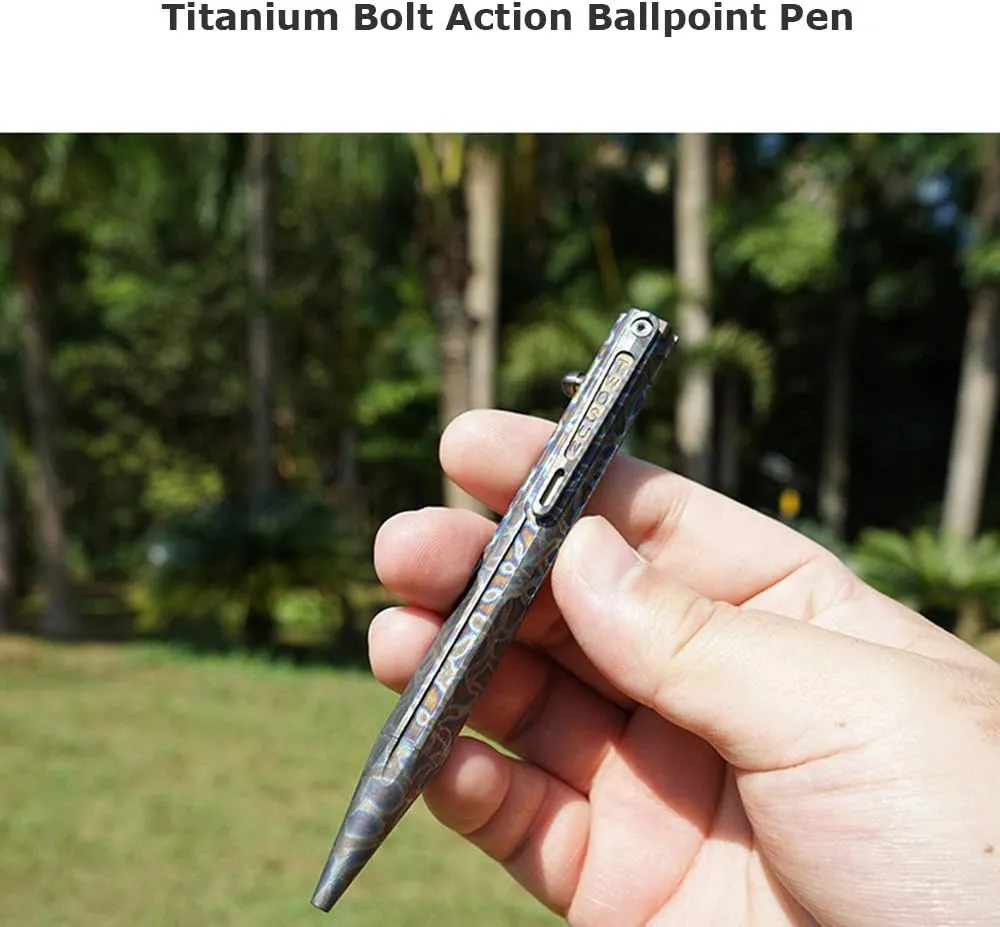 Bolt Action Pen Titanium Pen Ballpoint Pen with Clip Compact Size EDC Tool (Multicolored)