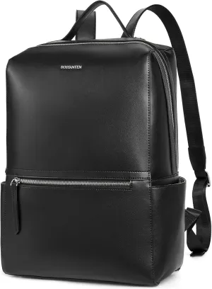 BOSTANTEN Leather Laptop Backpack for Women 15.6 inch Computer Bag Travel Work Daypack Large Size Bag