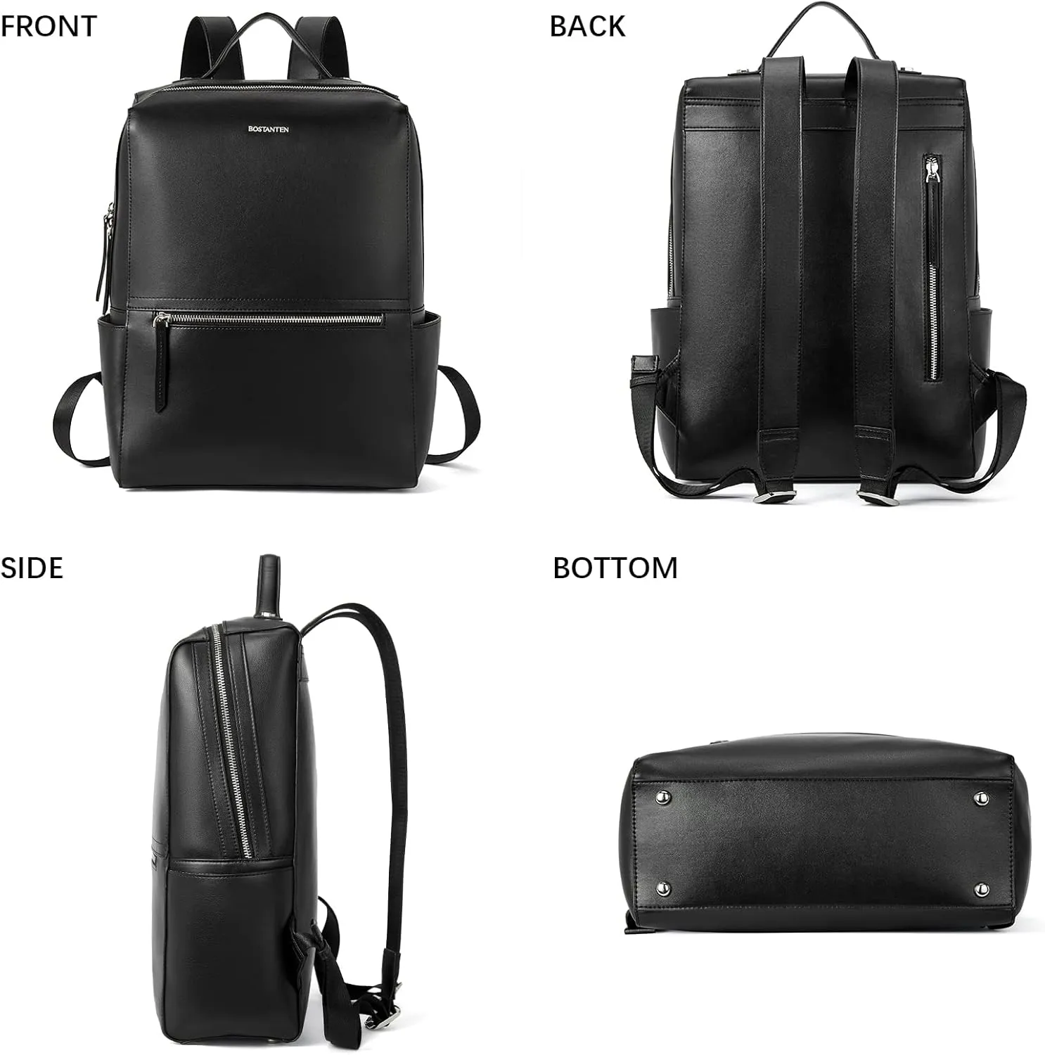 BOSTANTEN Leather Laptop Backpack for Women 15.6 inch Computer Bag Travel Work Daypack Large Size Bag