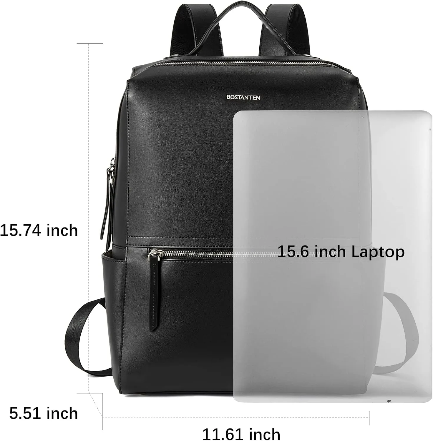 BOSTANTEN Leather Laptop Backpack for Women 15.6 inch Computer Bag Travel Work Daypack Large Size Bag
