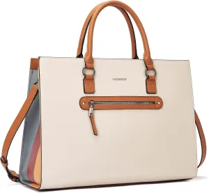 BOSTANTEN Leather Laptop Briefcase for Women Shoulder Bag 15.6 Inch Business Computer Work Tote