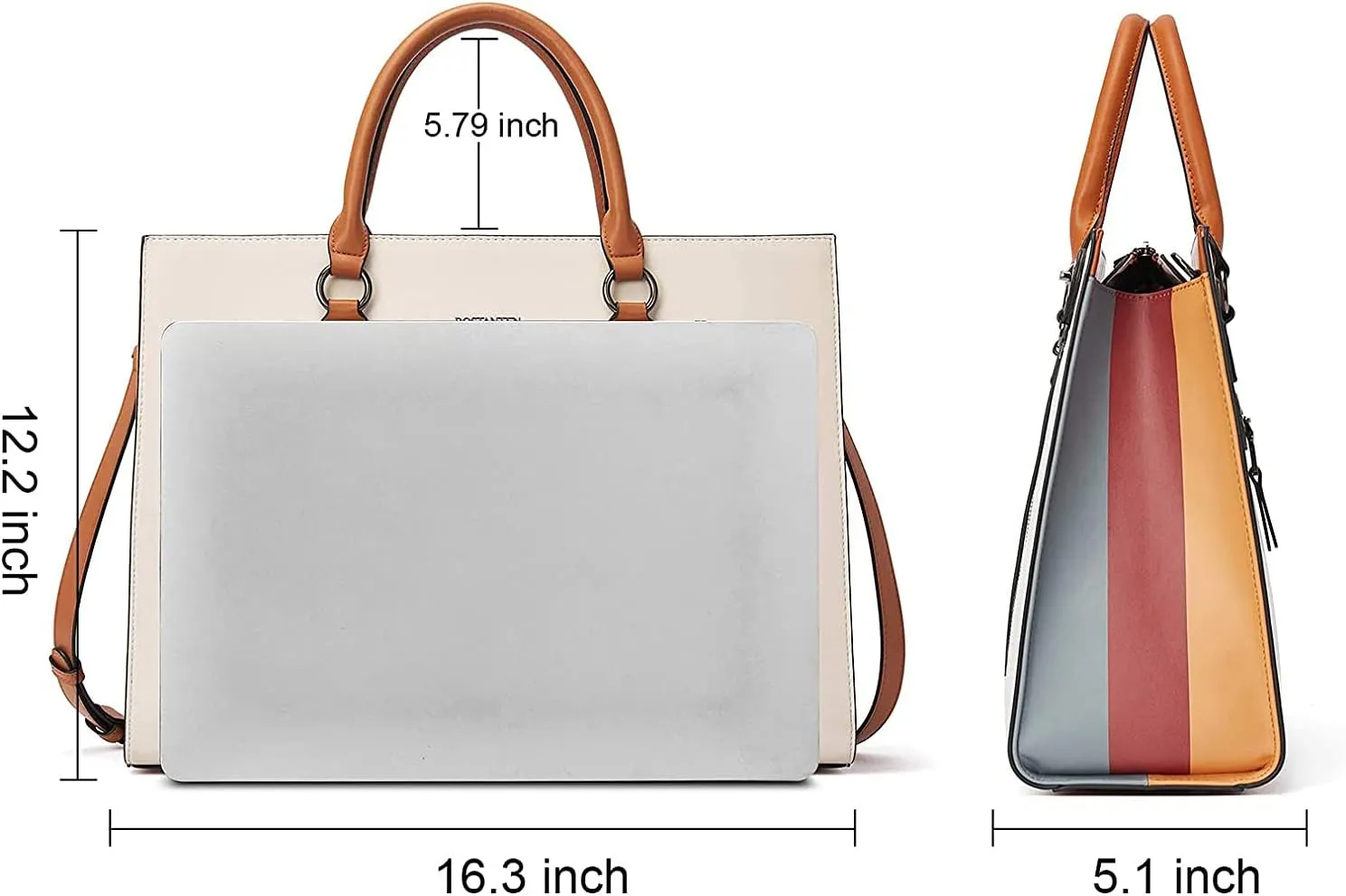 BOSTANTEN Leather Laptop Briefcase for Women Shoulder Bag 15.6 Inch Business Computer Work Tote