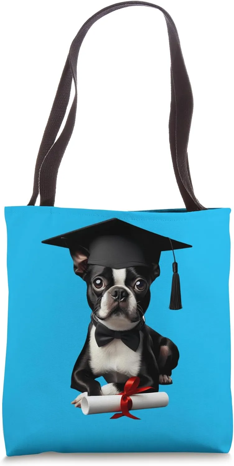 Boston Terrier Dog Graduation Cap Training School Graduate Tote Bag