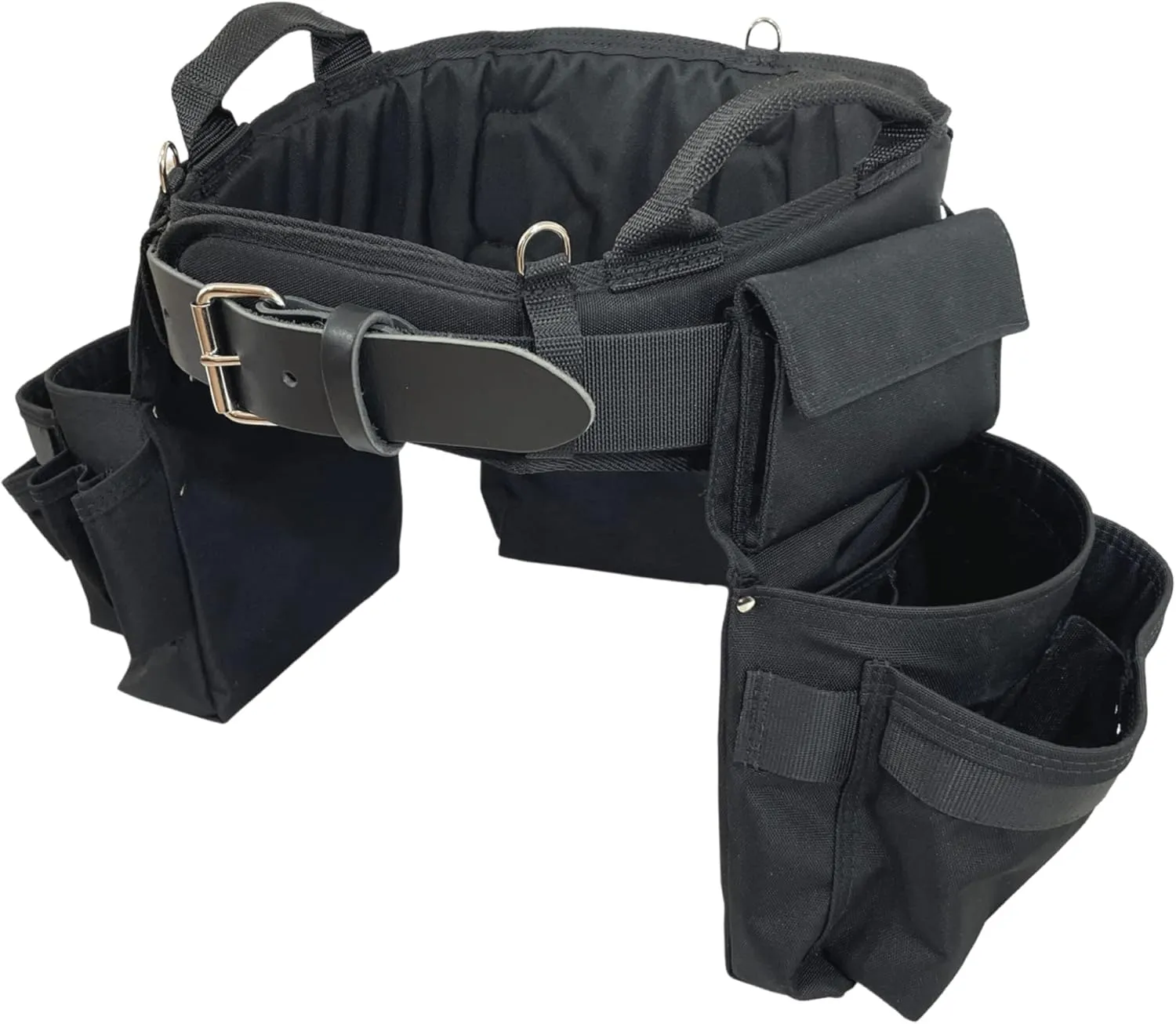 BOULDER BAG Ultimate Electrician's MAX Combo with Comfort Back Support Tool Belt, Leather Belt Buckle, Heavy Duty Tool Belt, Black, (Large 33-36 Inch Waist), Tool Belt Made in USA
