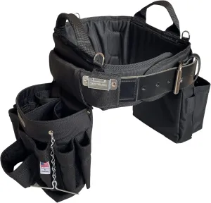 BOULDER BAG Ultimate Electrician's MAX Combo with Comfort Back Support Tool Belt, Leather Belt Buckle, Heavy Duty Tool Belt, Black, (Large 33-36 Inch Waist), Tool Belt Made in USA