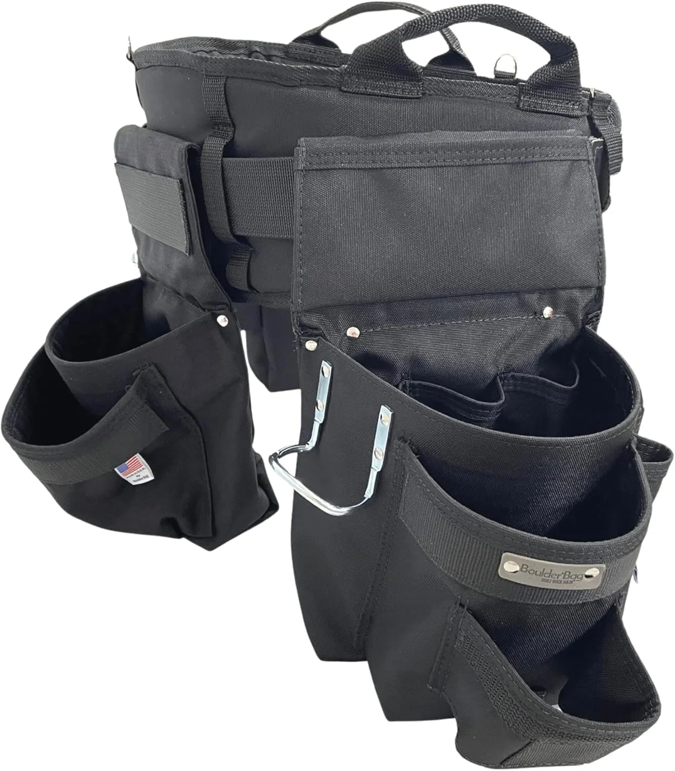 BOULDER BAG Ultimate Pro Framer MAX Triple Combo with Comfort Back Support Tool Belt, Leather Belt Buckle, Heavy Duty, Black (Medium 28-32 Inches), Made in USA