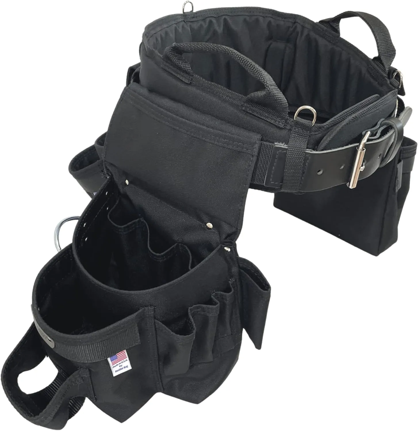 BOULDER BAG Ultimate Pro Framer MAX Triple Combo with Comfort Back Support Tool Belt, Leather Belt Buckle, Heavy Duty, Black (Medium 28-32 Inches), Made in USA