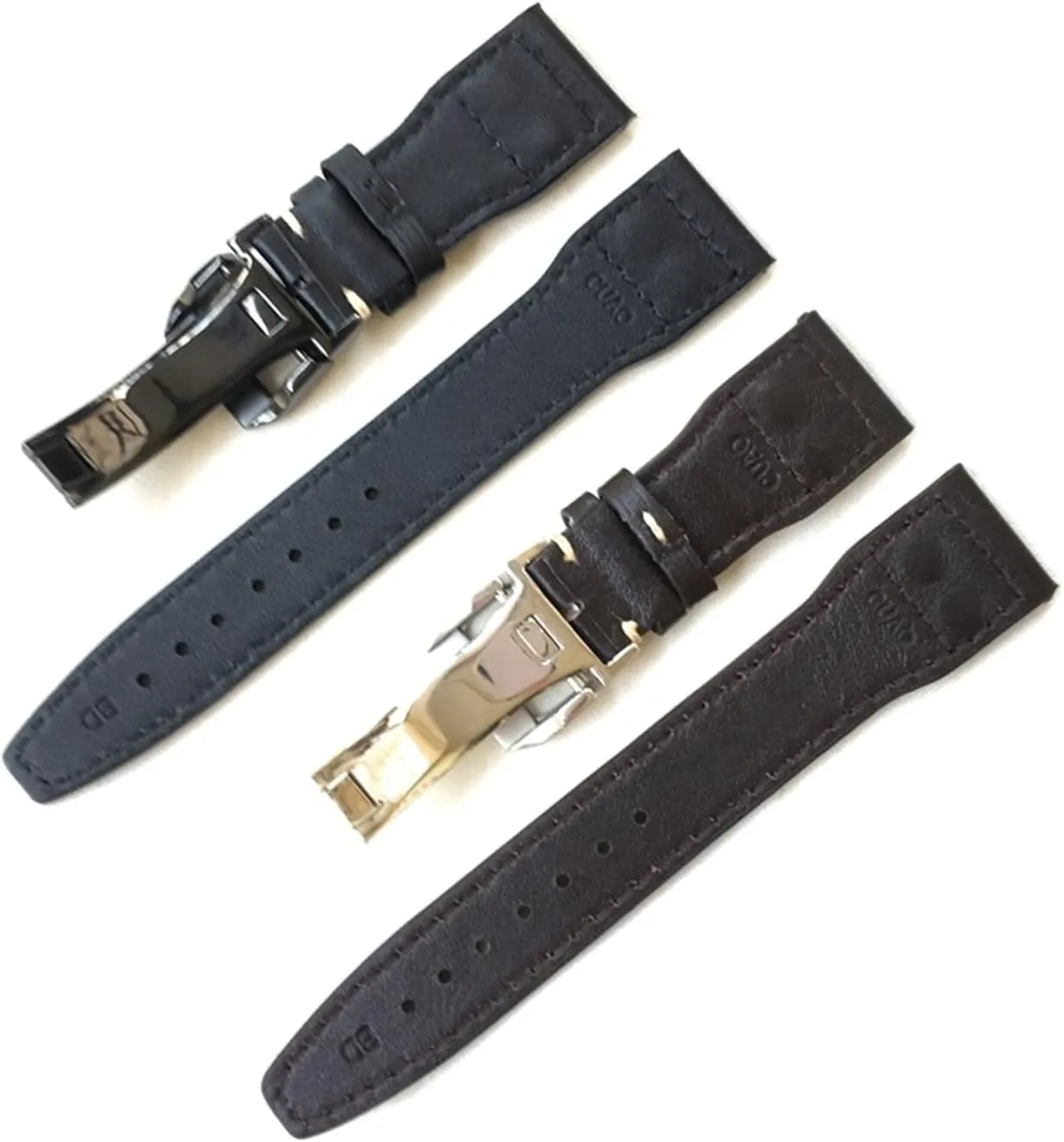 Brands 22mm Dark Brown Black Men Leather Watchband Replace Compatible With IWC Big Pilot Rivet Deployant Clasp Watch Strap Bracelet