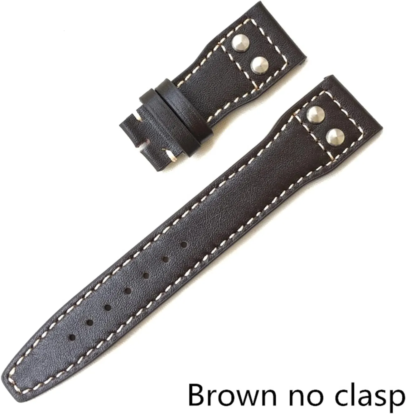 Brands 22mm Dark Brown Black Men Leather Watchband Replace Compatible With IWC Big Pilot Rivet Deployant Clasp Watch Strap Bracelet
