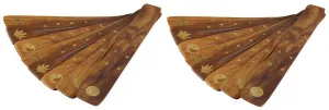 Brass Inlay Wooden Incense Burners - 12 Pack