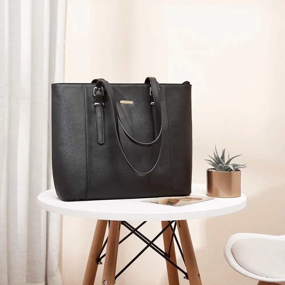 BROMEN Women Briefcase 15.6 inch Laptop Tote Bag Vintage Leather Handbags Shoulder Work Purses