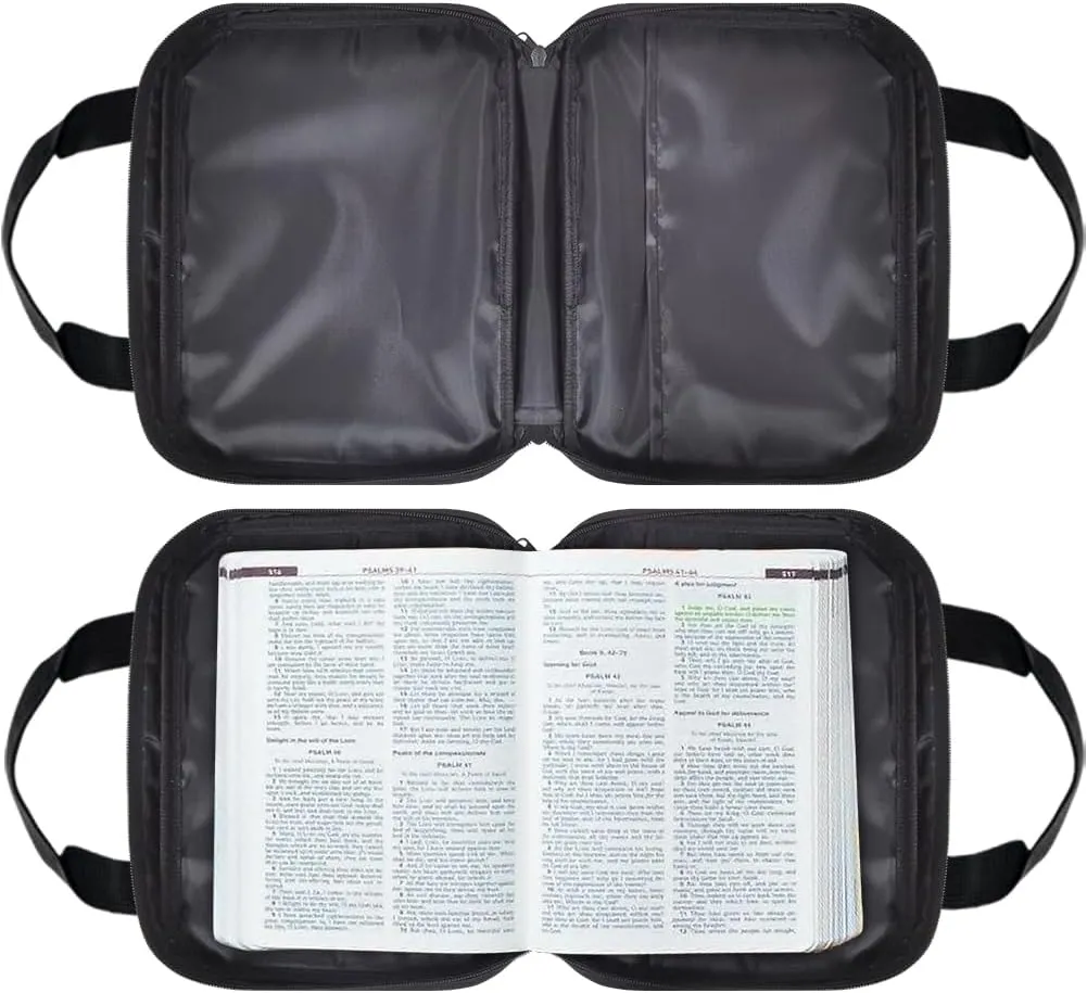 Brown Cross Classic Men Bible Case with Handle Bible Cover Case Waterproof Bible Cover with Zipper Large Bible Protective Cover for Women