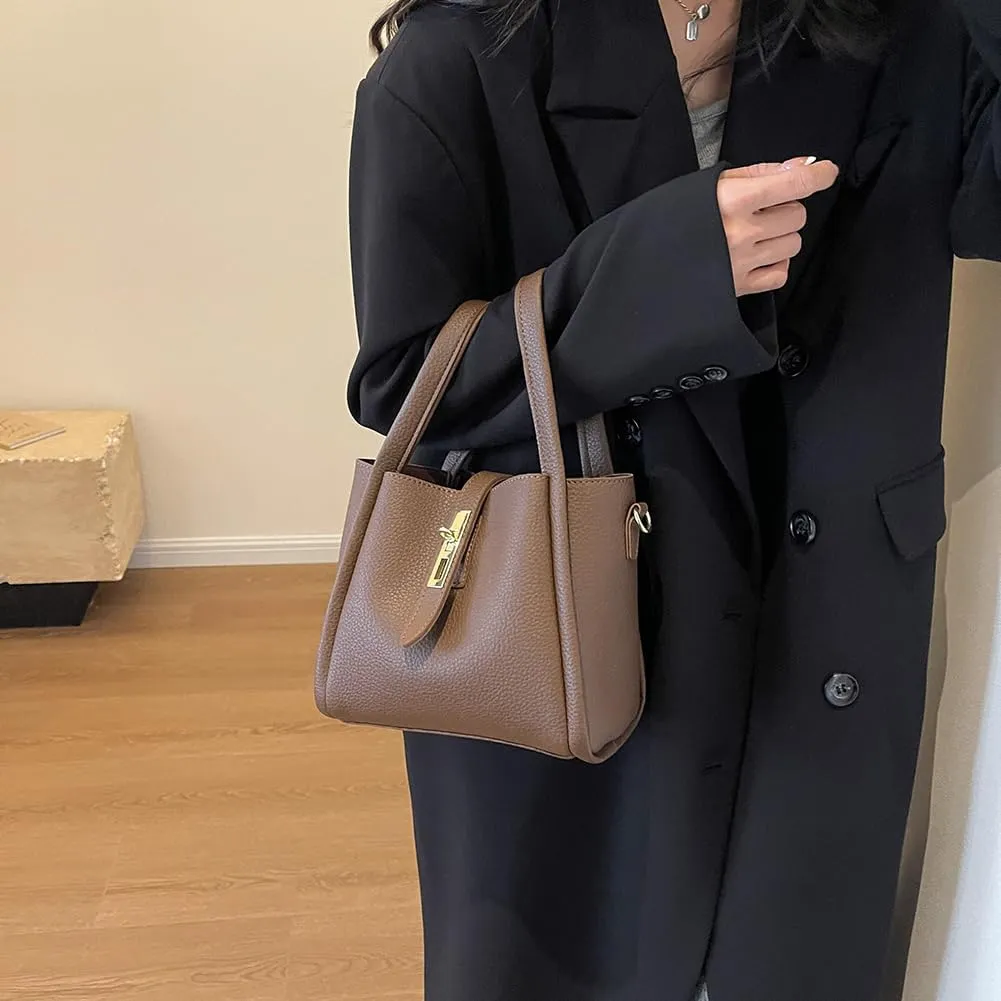Bucket Bag For Women Vintage Bucket Purse Vegan Leather Tote Bag Shoulder Handbag