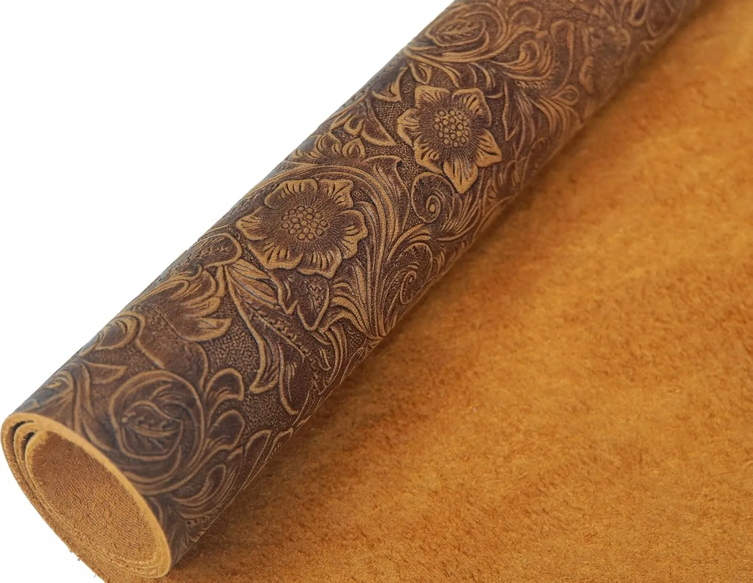 Bump Texture Genuine Leather Sheets Plain Geometric Pattern Printed Leather Sheet for Crafts (Bourbon Brown, 12"x24")