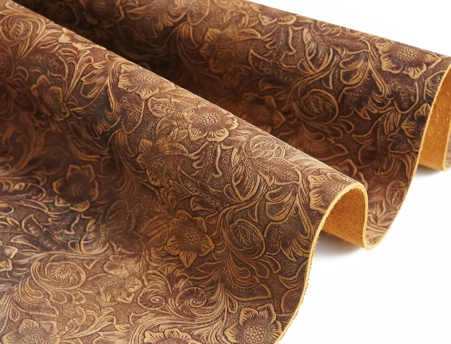 Bump Texture Genuine Leather Sheets Plain Geometric Pattern Printed Leather Sheet for Crafts (Bourbon Brown, 12"x24")