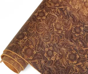 Bump Texture Genuine Leather Sheets Plain Geometric Pattern Printed Leather Sheet for Crafts (Bourbon Brown, 12"x24")