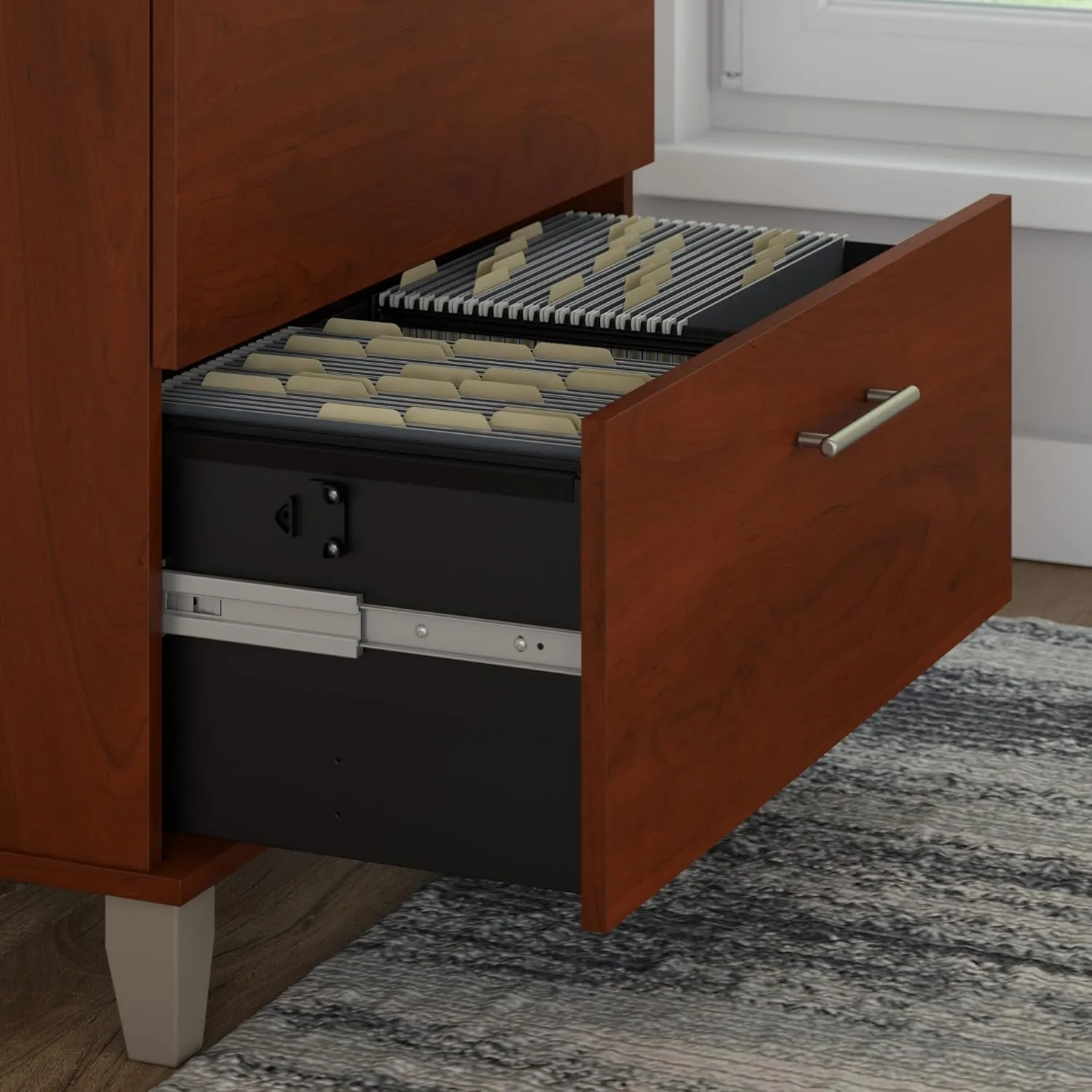 Bush Furniture 2 Drawer Lateral File Cabinet, Letter and Legal-Size Document Storage for Home or Professional Office, Somerset Collection, Hansen Cherry