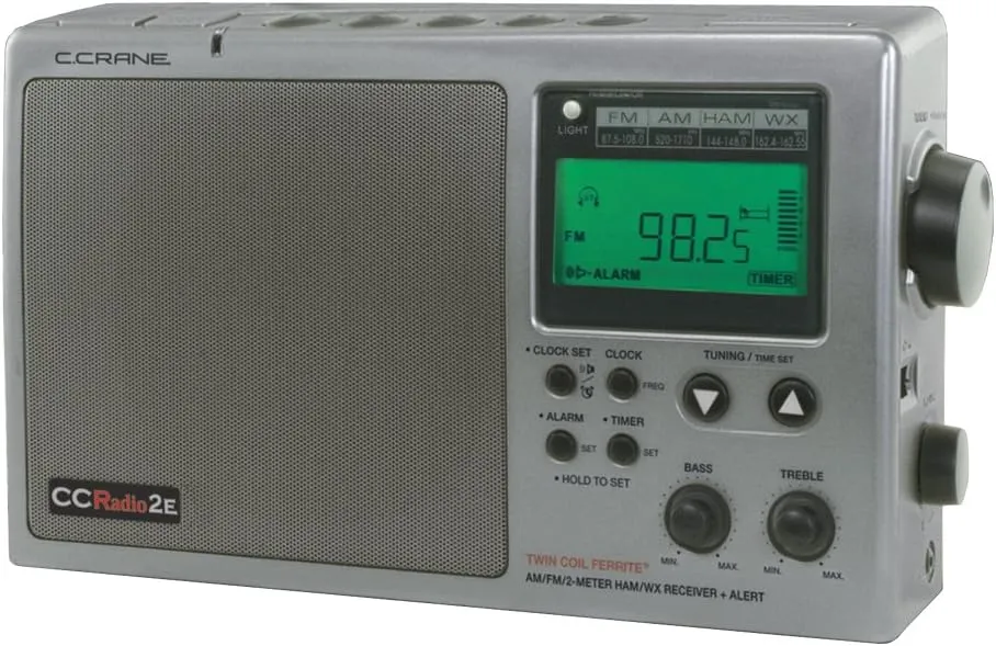 C. Crane CC Radio-2E Enhanced Portable AM FM Weather and 2-Meter Ham Band (Titanium) CC2TE