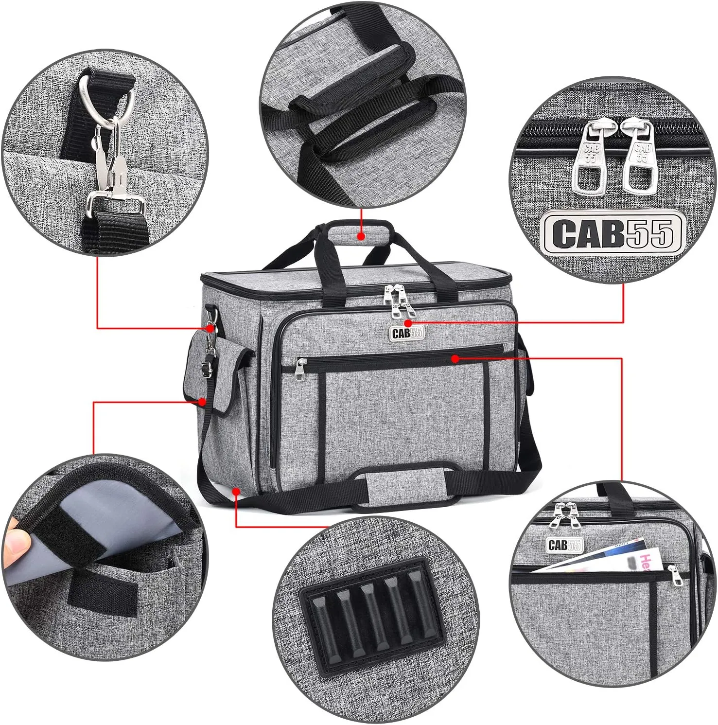 CAB55 Sewing Machine Case - Carrying Bag with Removable Padding, Tote for Machine and Accessories