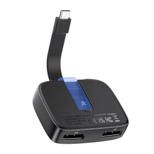 Cable Matters Portable 8K or Dual 4K 60Hz USB C to Dual DisplayPort Adapter, Foldable Thunderbolt to 2X DisplayPort Adapter - Does NOT Supports Dual Displays on macOS