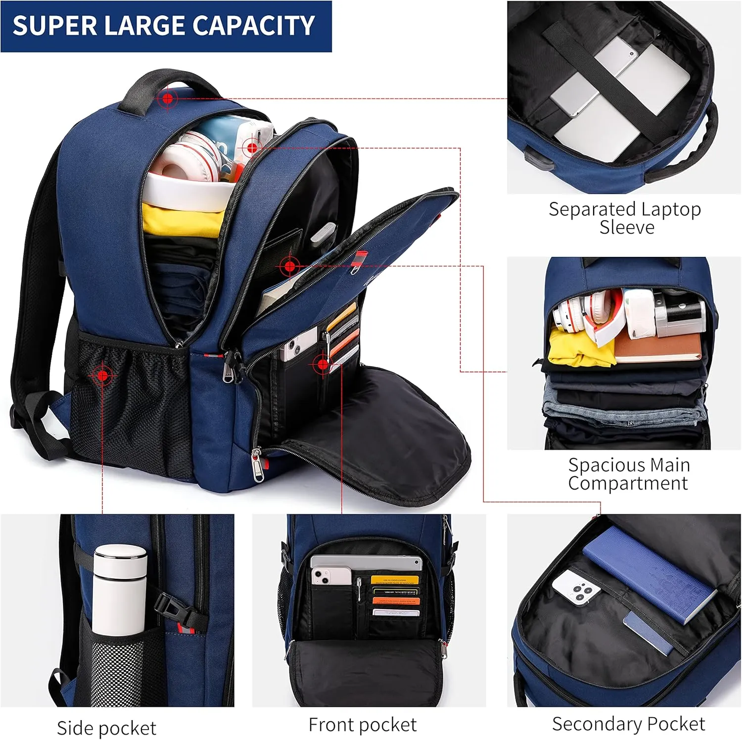 CAFELE 17.3 Inch Laptop Backpack,Business Travel Durable Work Backpck for Women Men,Blue.This product is not suitable for children aged 12 and under