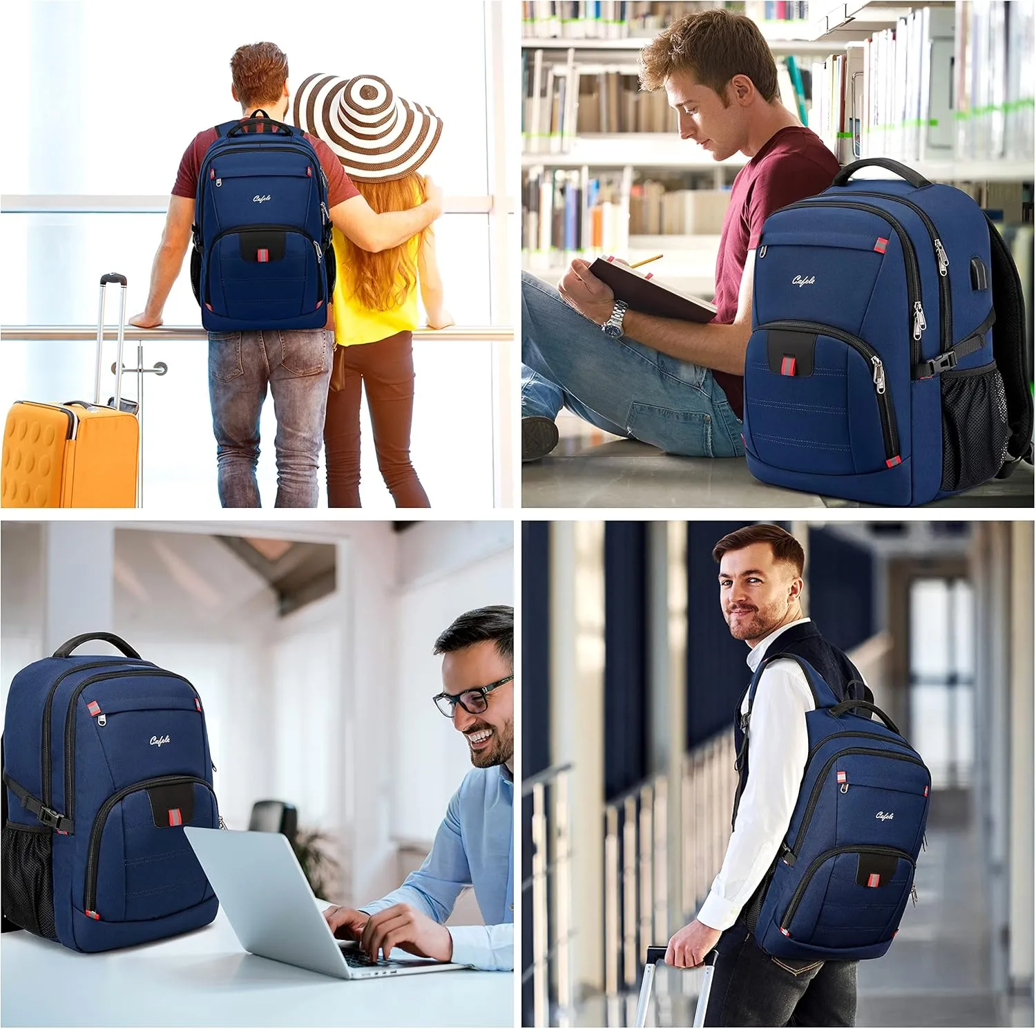 CAFELE 17.3 Inch Laptop Backpack,Business Travel Durable Work Backpck for Women Men,Blue.This product is not suitable for children aged 12 and under