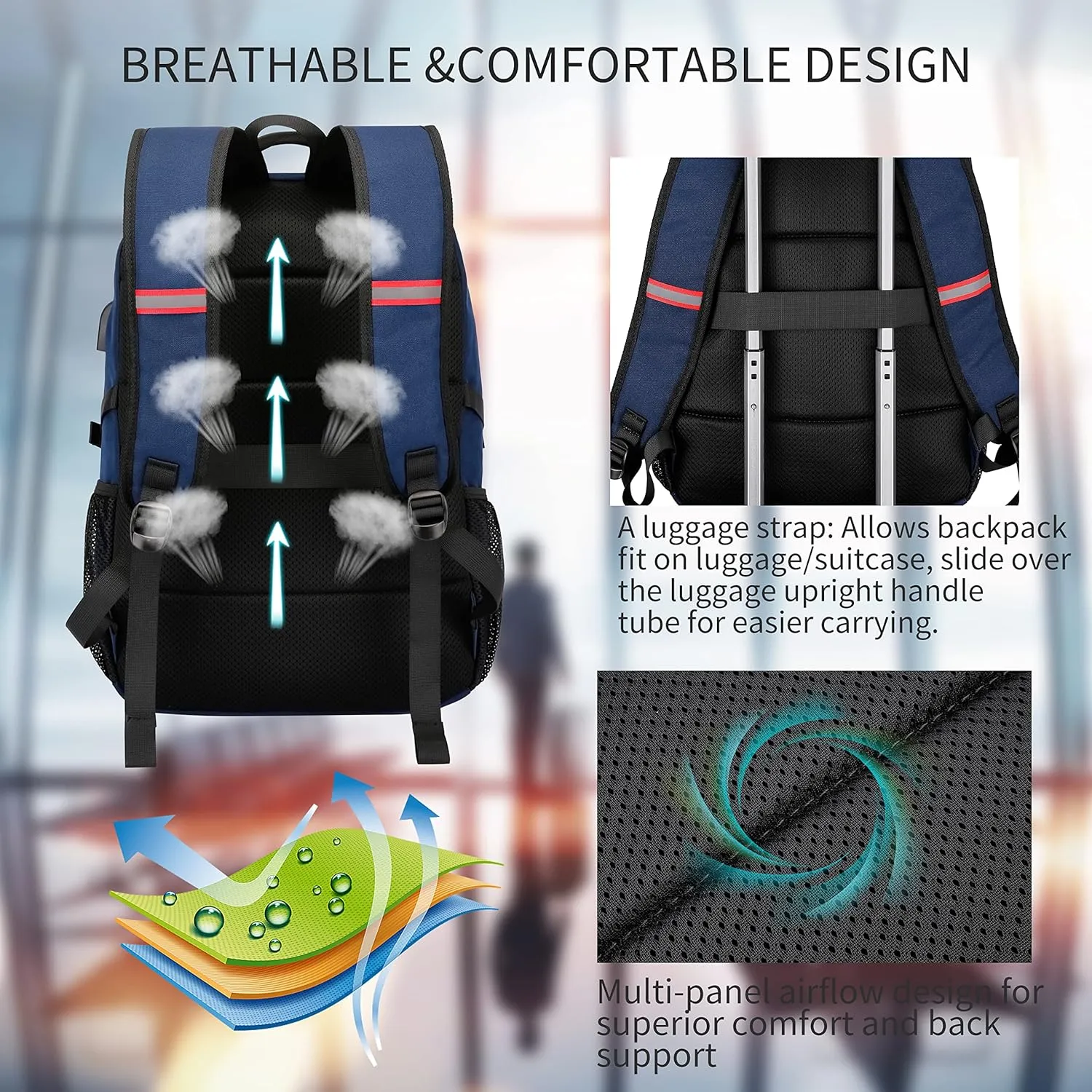 CAFELE 17.3 Inch Laptop Backpack,Business Travel Durable Work Backpck for Women Men,Blue.This product is not suitable for children aged 12 and under