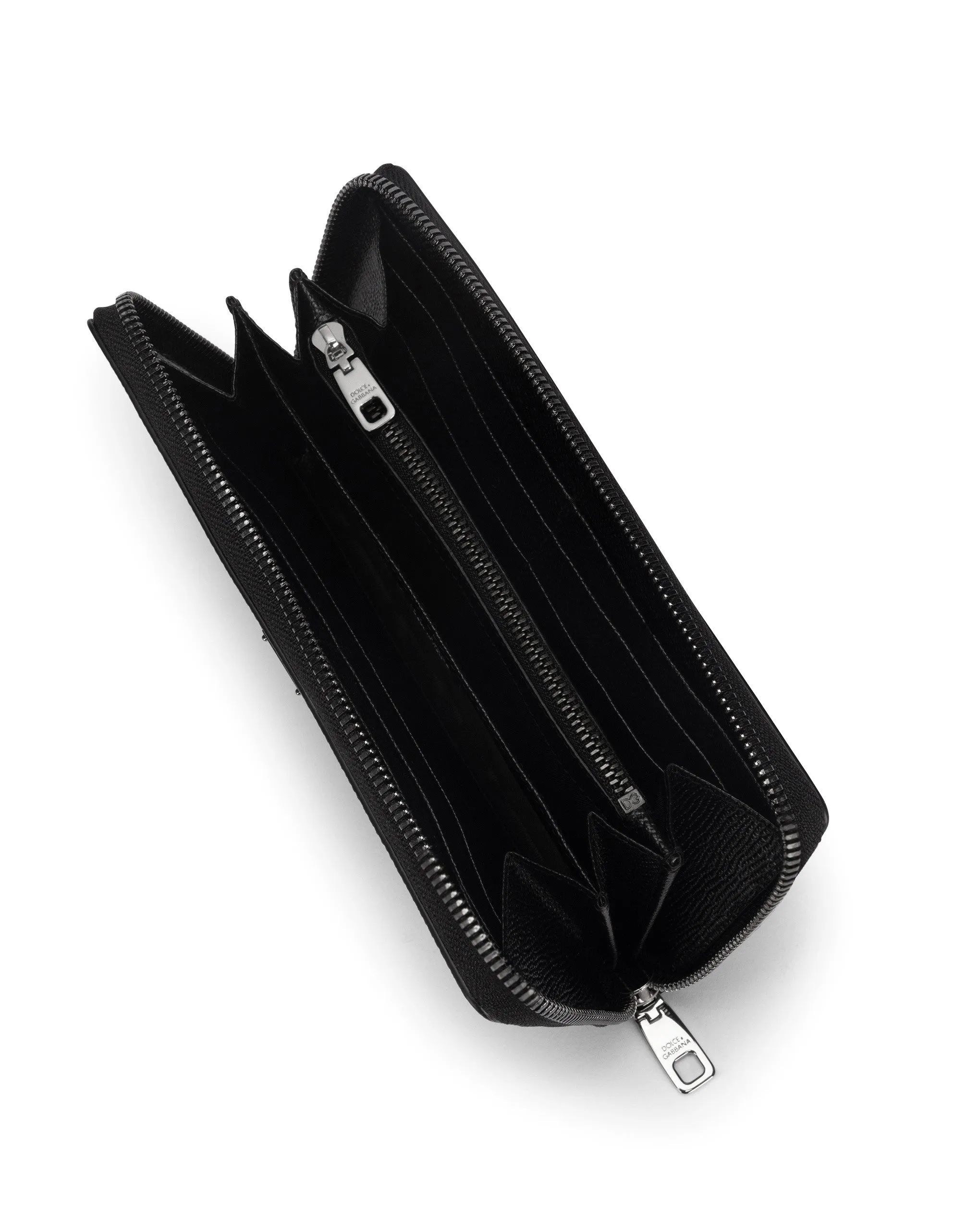 Calfskin zip-around wallet with all-over DG print